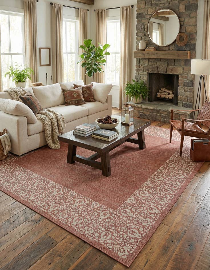 Detail image of  13' x 13'  Washable Border Indoor / Outdoor Square Rug