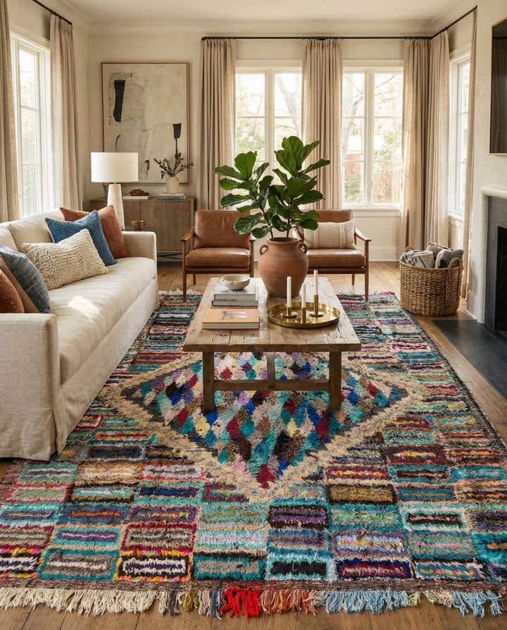 8' 2 x 10' 5 Hand Knotted Moroccan Wool Rug