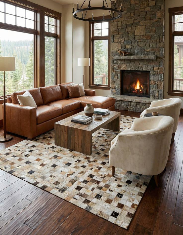 Detail image of  8' 1 x 9' 11 Cowhide Stocks Rug