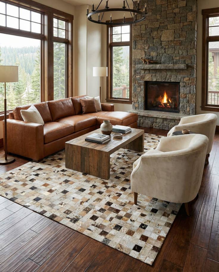 Detail image of 8' 1 x 9' 11 Cowhide Stocks Rug