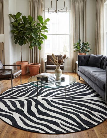 10' x 10' Easy-Clean Safari Indoor / Outdoor Round Rug