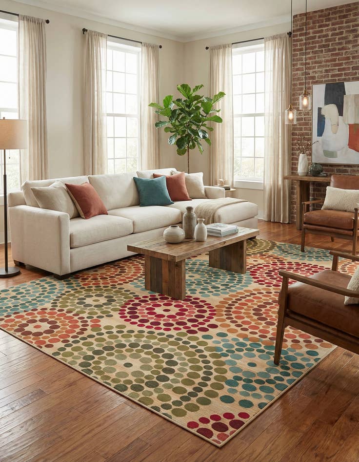 Detail image of 10' x 14'  Washable Modern Indoor / Outdoor Rug