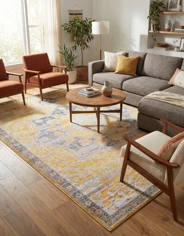 Tuscan Yellow Washable Francesca Rug