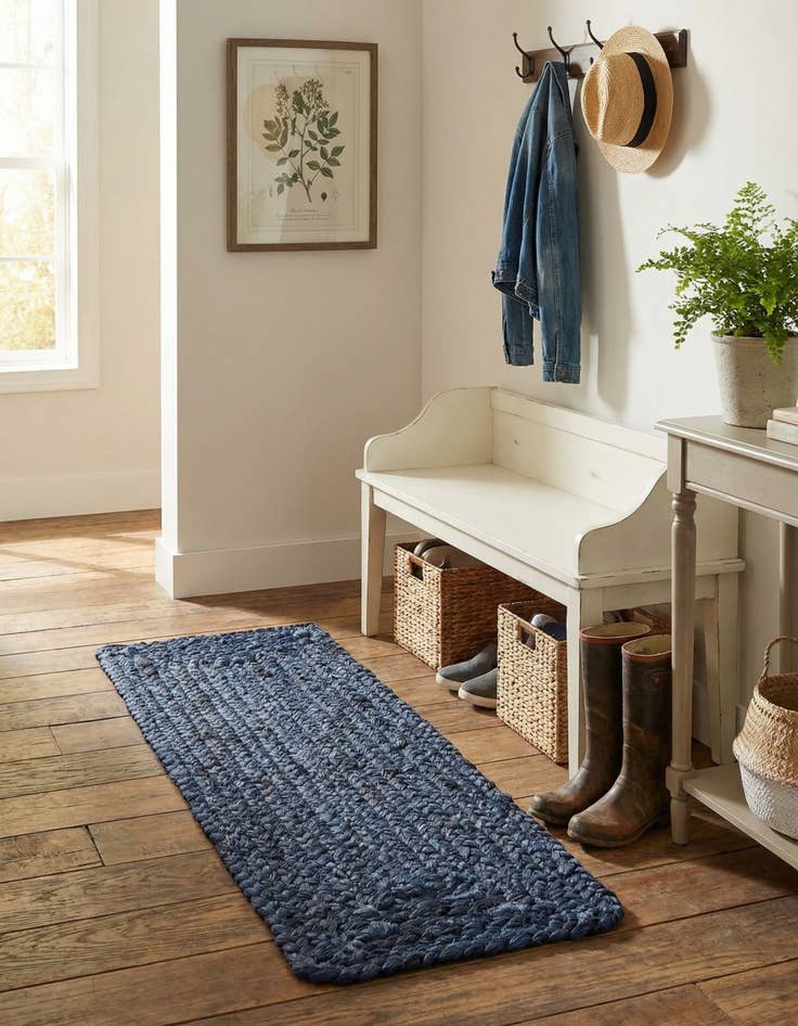 Detail image of 0' 9 x 2' 6  Hand Woven Braided Jute Stair Rug