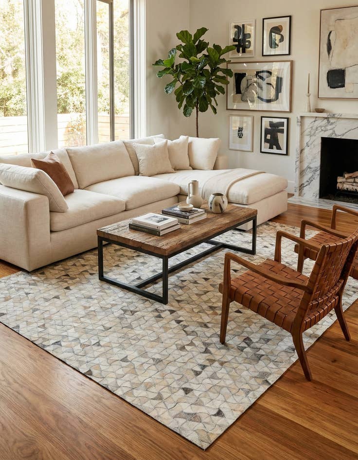 Detail image of 5' 2 x 8' Cowhide Leather Rug