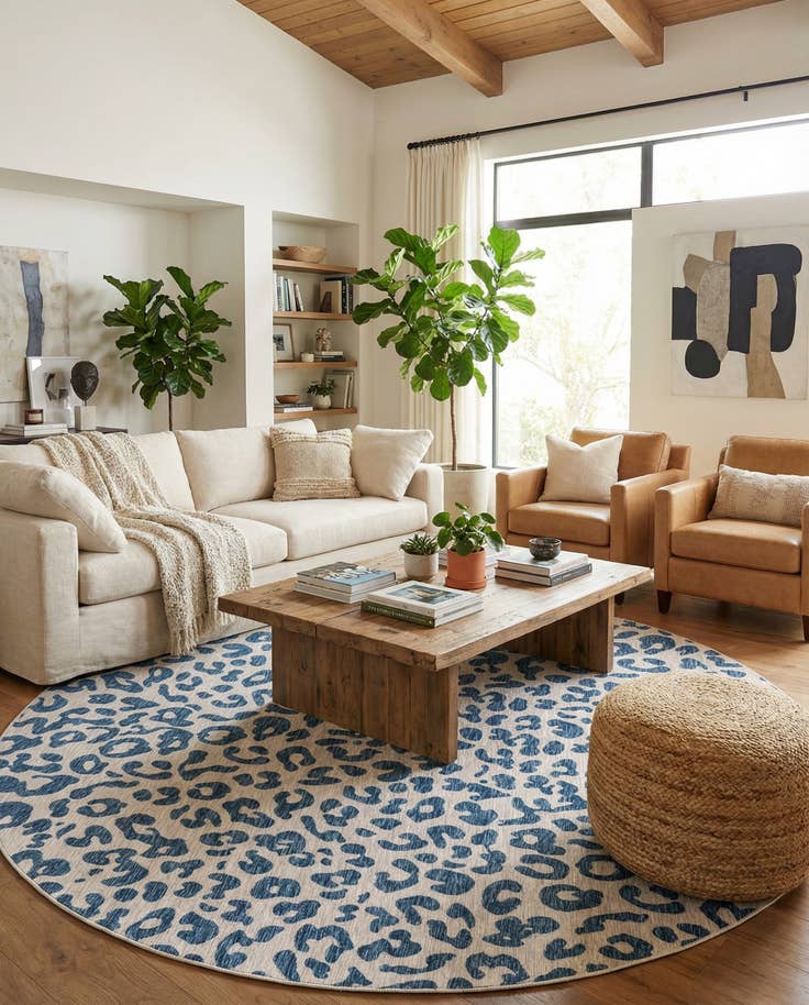 Detail image of 10' 8 x 10' 8 Easy-Clean Safari Indoor / Outdoor Round Rug