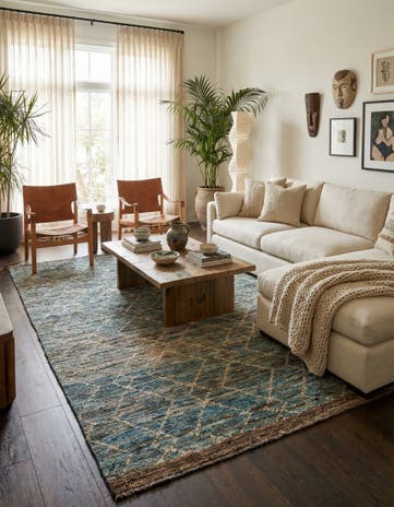5' 9 x 8' 2 Hand Knotted Moroccan Wool Rug