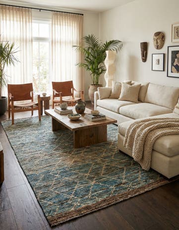 5' 9 x 8' 2 Hand Knotted Moroccan Wool Rug