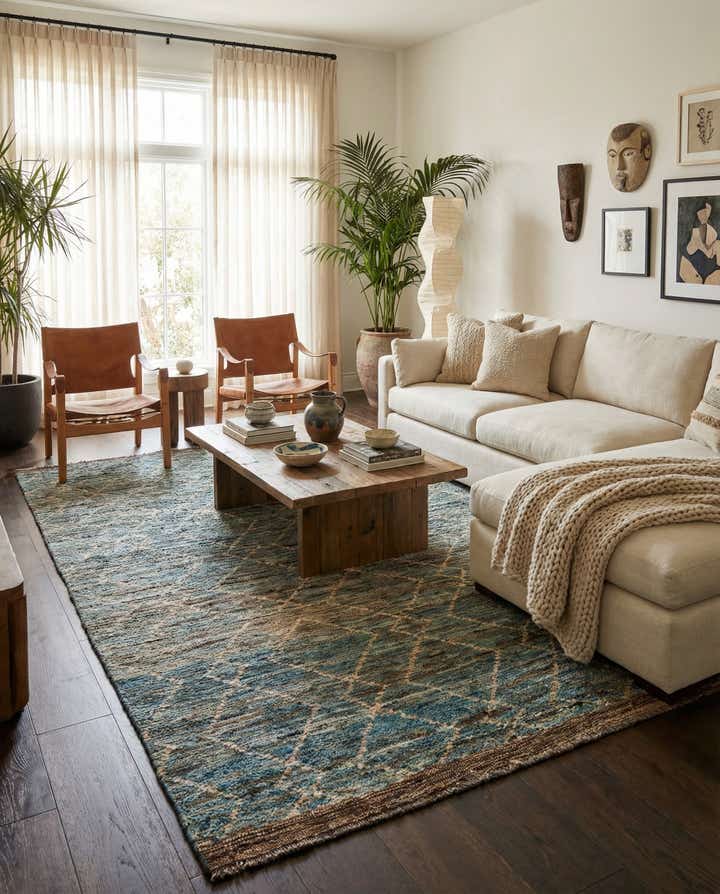 5' 9 x 8' 2 Hand Knotted Moroccan Wool Rug