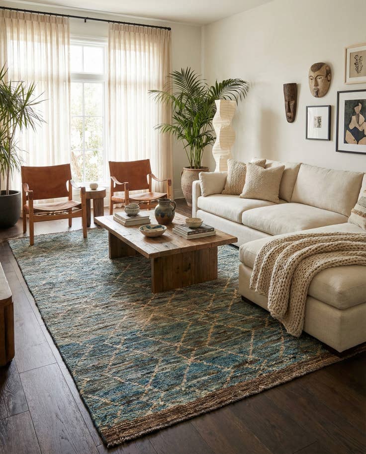 Detail image of 5' 9 x 8' 2 Hand Knotted Moroccan Wool Rug