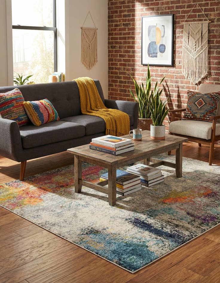 Detail image of 6' x 6'  Washable Spectrum Square Rug