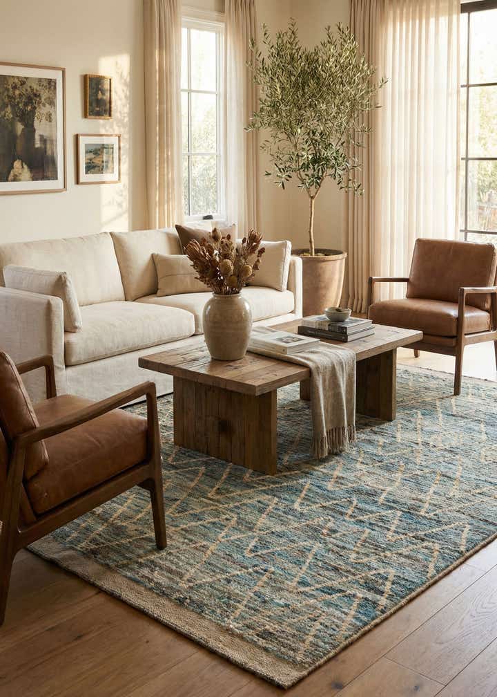 5' 11 x 8' 8 Hand Knotted Moroccan Wool Rug