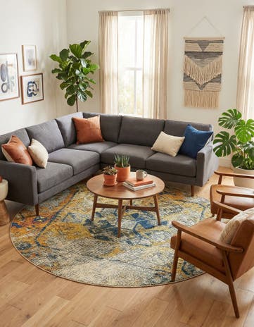 Beige Washable Alta Round Rug
