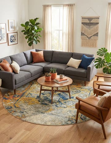 Beige Washable Alta Round Rug