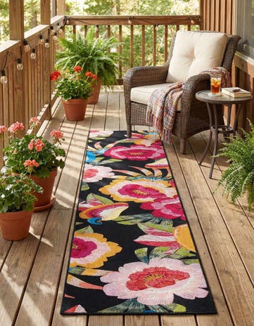 2' 7 x 12' Easy-Clean Botanical Indoor / Outdoor Runner Rug