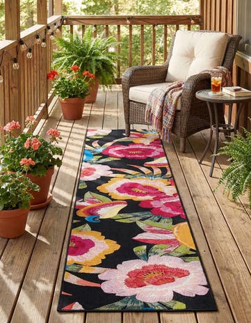 2' 7 x 12' Easy-Clean Botanical Indoor / Outdoor Runner Rug