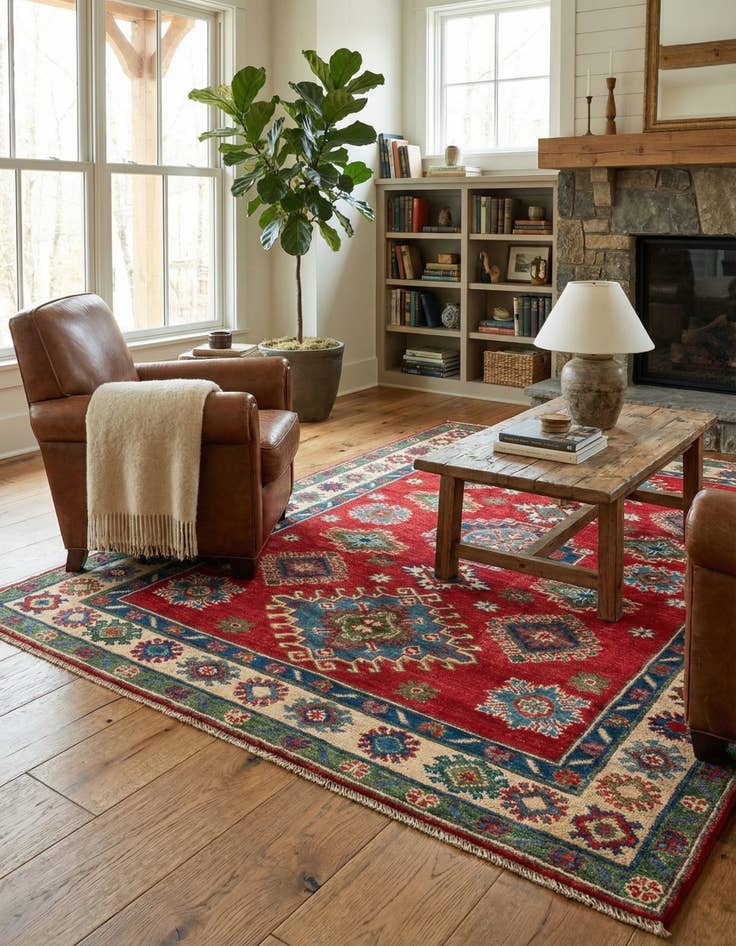 Detail image of 4' x 5' 10  Hand Knotted Kazak Rug