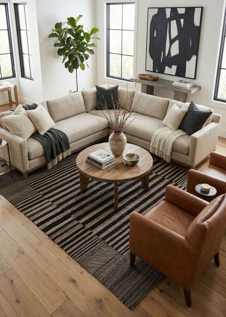 6' x 7' 8 Hand Woven Kilim Modern Wool Rug