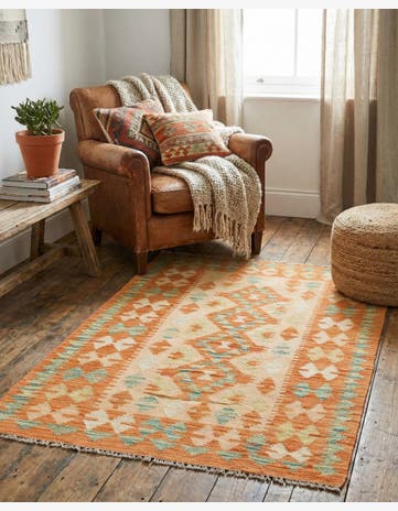 2' 8 x 4' 3 Hand Woven Kilim Waziri Wool Rug