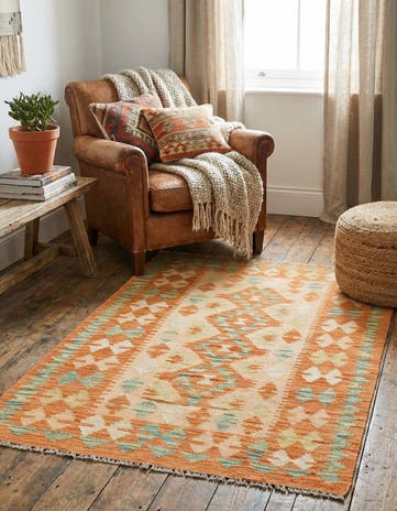 2' 8 x 4' 3 Hand Woven Kilim Waziri Wool Rug