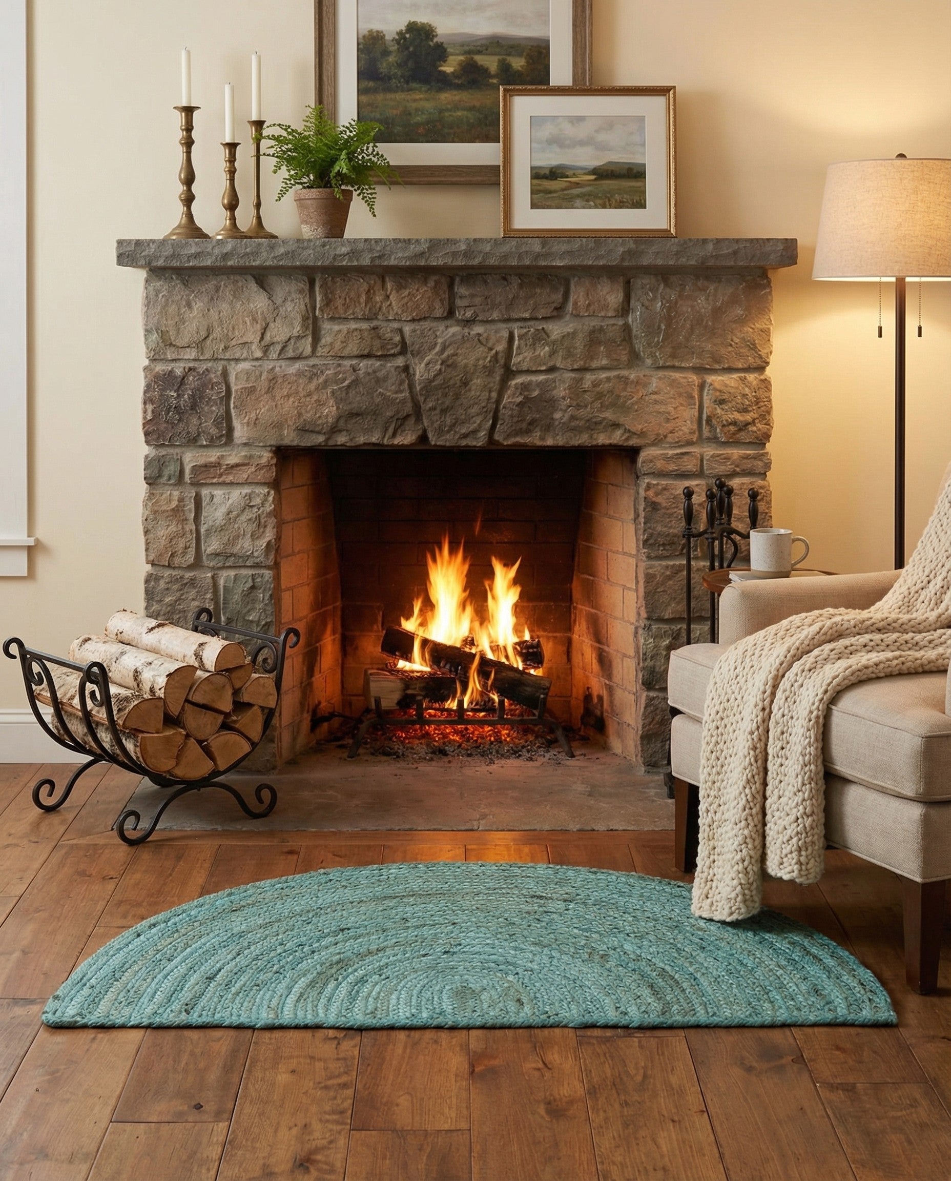  2' 2 x 3' 7  Hand Braided Jute Hearth Rug