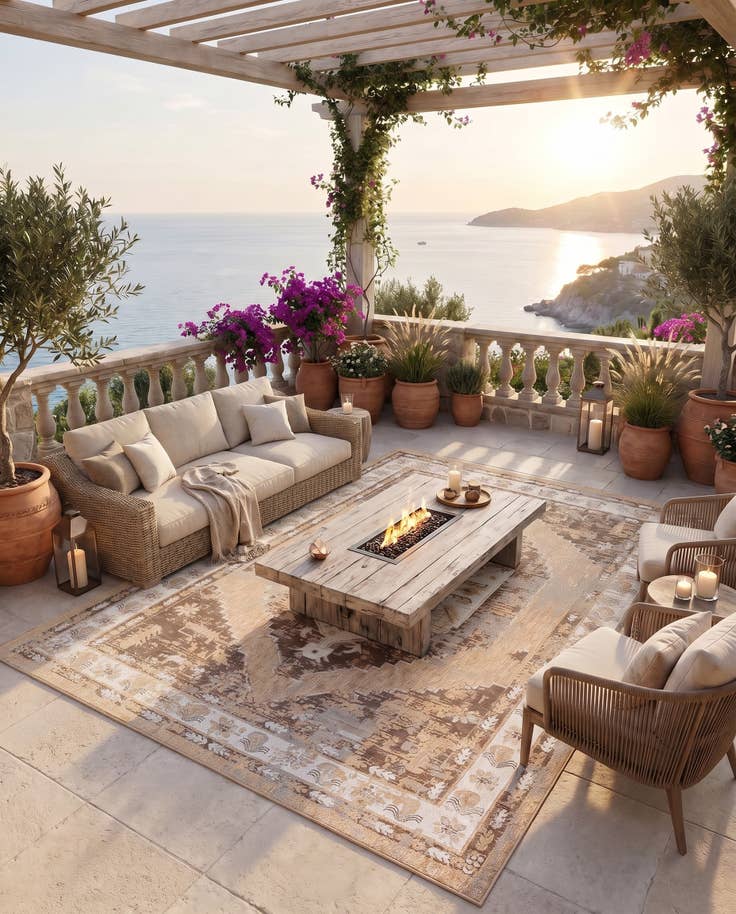 Detail image of 10' x 14' Easy-Clean Traditional Indoor / Outdoor Rug