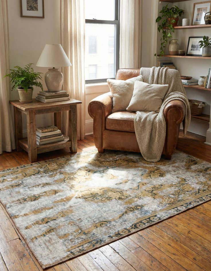 Detail image of 4' x 6'  Hand Knotted Ultra Vintage Persian Wool Rug