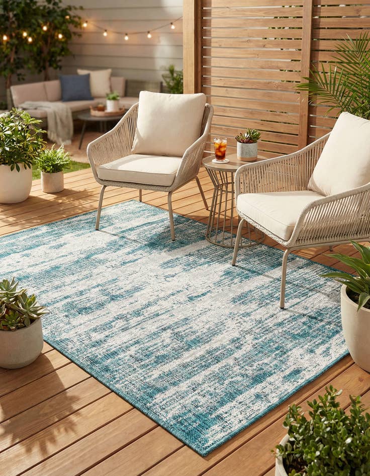 Detail image of  3' x 5' 3  Washable Modern Indoor / Outdoor Rug