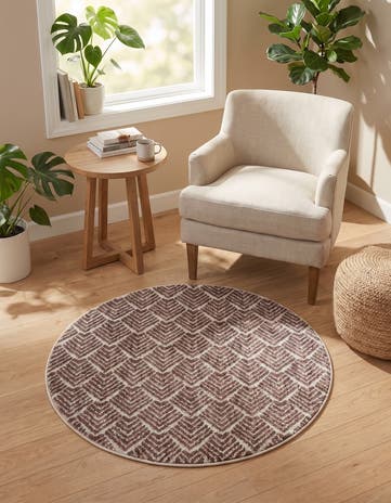 Dusty Rose Eco Trellis Round Rug