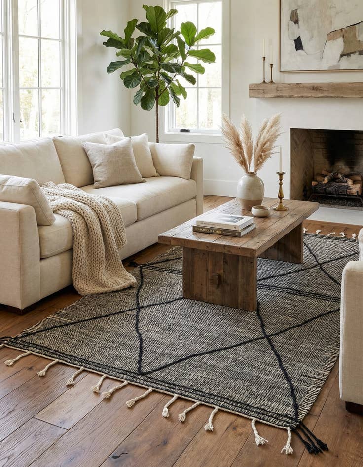 Detail image of 4' 9 x 8' 6  Hand Knotted Moroccan Wool Rug