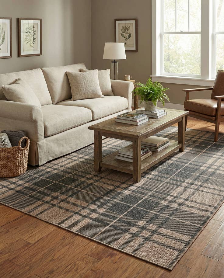 Detail image of 6' x 9' Easy-Clean Checkered Indoor / Outdoor Rug