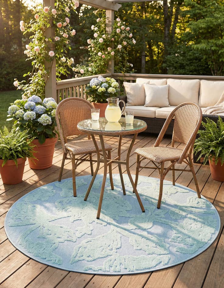 Detail image of 5' 3 x 5' 3  Washable Aruba Indoor / Outdoor Round Rug