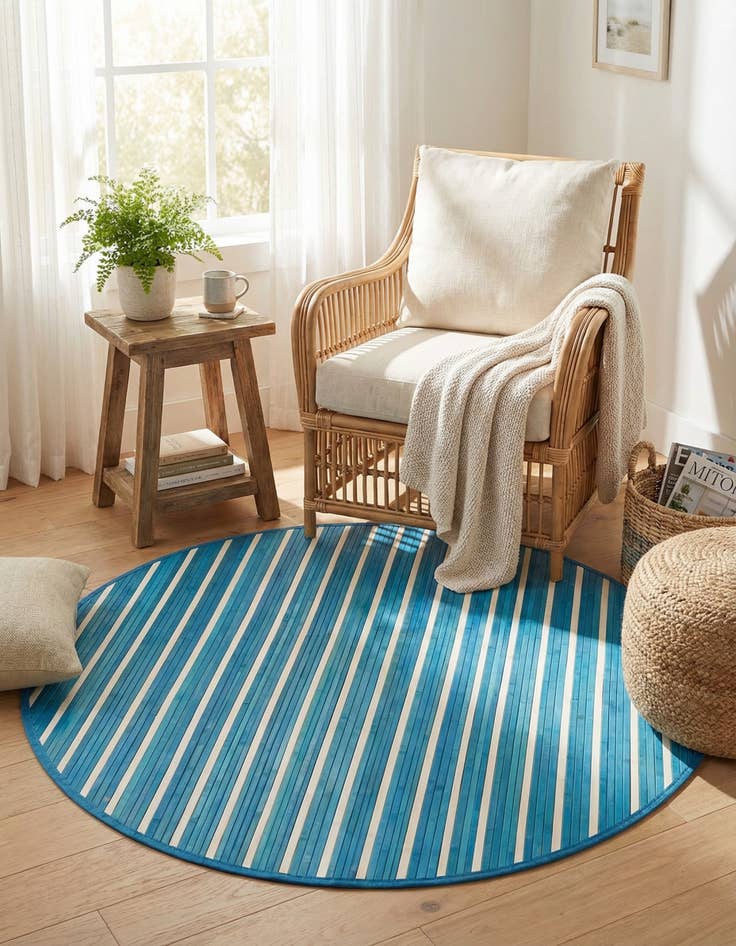 Detail image of  5' 3 x 5' 3 Bamboo Round Rug