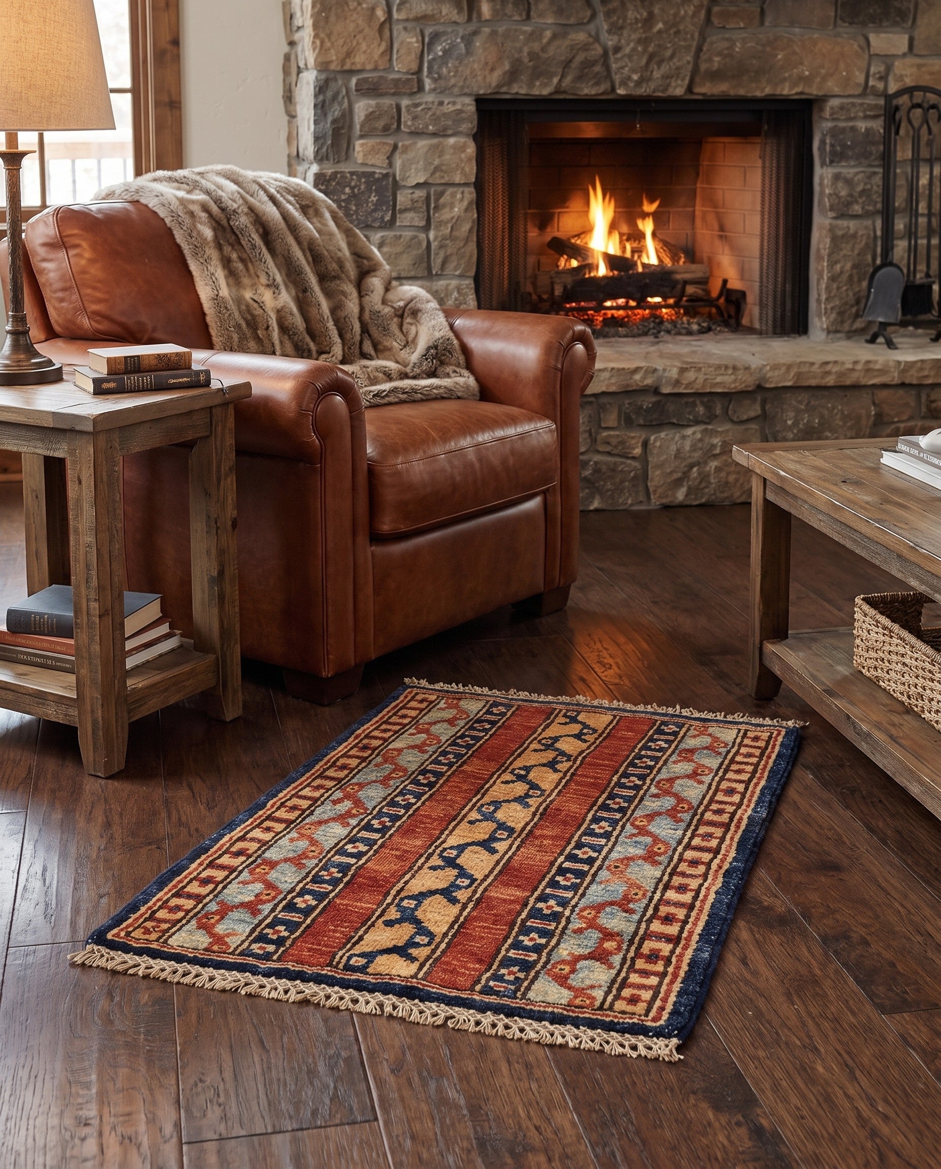 1' 4 x 2' Hand Knotted Ziegler Rug