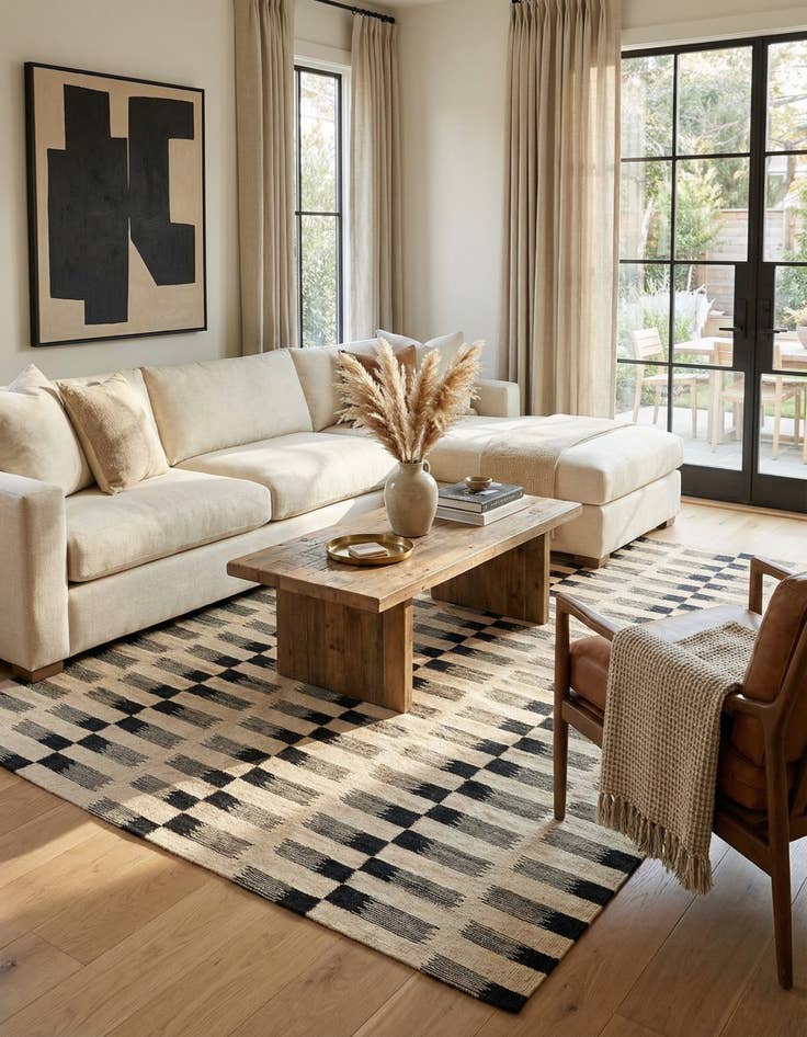 Detail image of 5' 9 x 7' 9  Hand Woven Kilim Modern Wool Rug