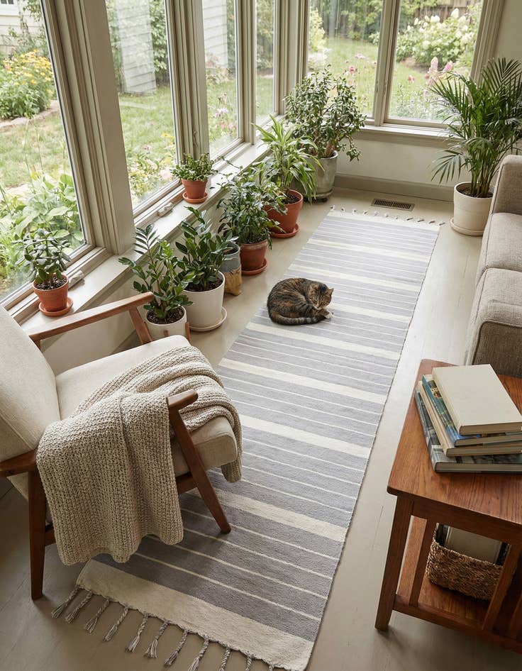 Detail image of  2' 7 x 12'  Hand Woven Chindi Cotton Runner Rug