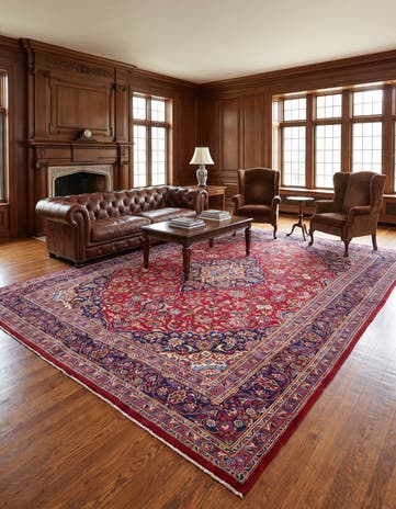 9' 8 x 12' 8 Hand Knotted Mashad Persian Wool Rug