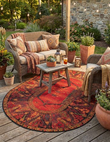 4' x 6' Easy-Clean Tribal Indoor / Outdoor Oval Rug