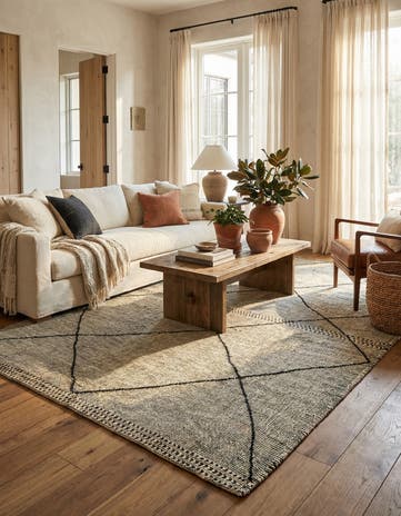 6' 8 x 10' Hand Knotted Moroccan Wool Rug