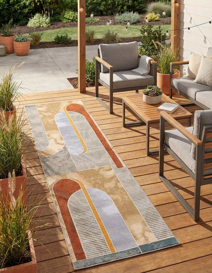 Detail image of 2' 7 x 10'  Washable Modern Indoor / Outdoor Runner Rug