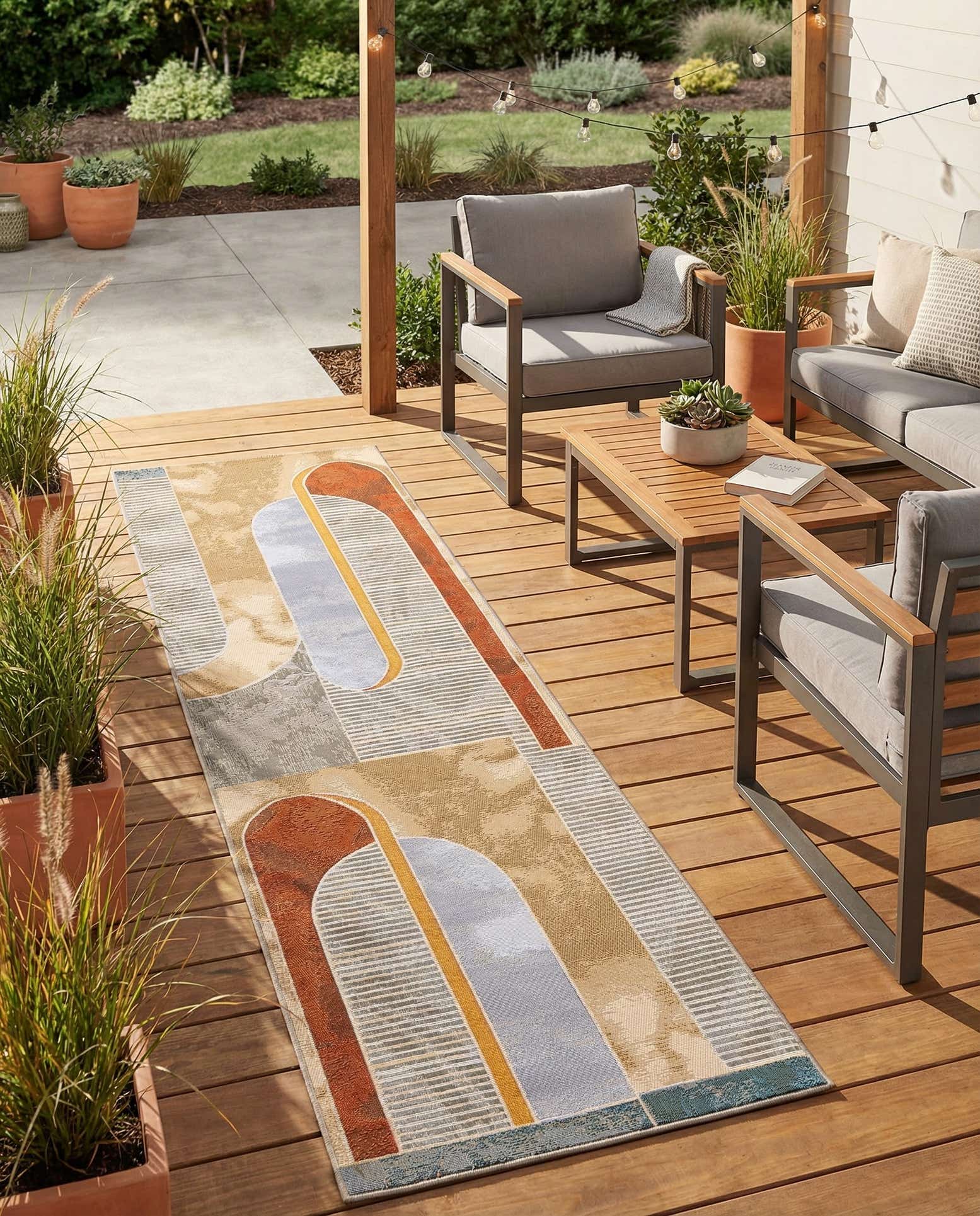 2' 7 x 10' Easy-Clean Modern Indoor / Outdoor Runner Rug