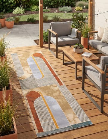 2' 7 x 10' Easy-Clean Modern Indoor / Outdoor Runner Rug