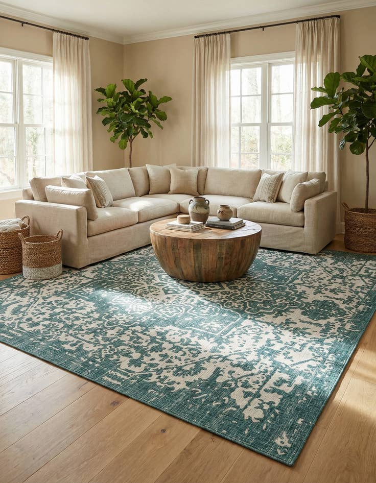 Detail image of 13' x 13'  Washable Jill Zarin Dubai Indoor / Outdoor Square Rug