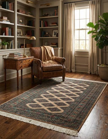 4' 3 x 5' 10 Hand Knotted Bokhara Oriental Wool Rug