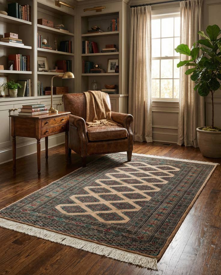 Detail image of 4' 3 x 5' 10 Hand Knotted Bokhara Oriental Wool Rug