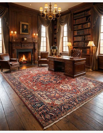8' 6 x 11' 10 Hand Knotted Heriz Persian Wool Rug