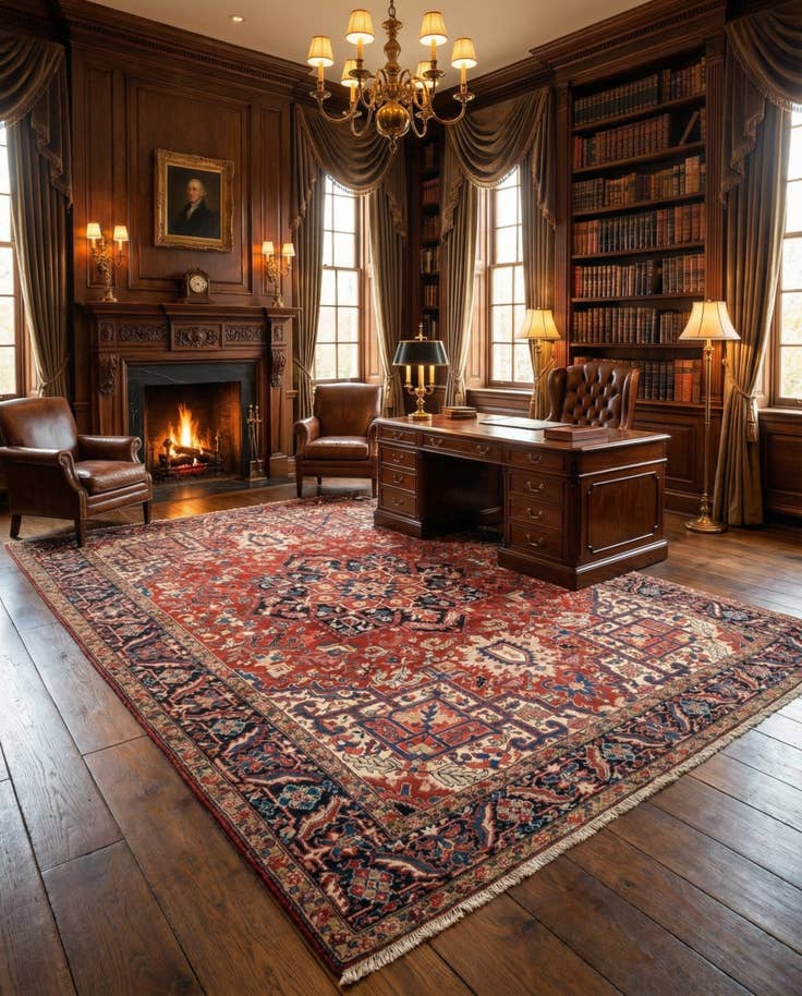 Detail image of 8' 6 x 11' 10 Hand Knotted Heriz Persian Wool Rug