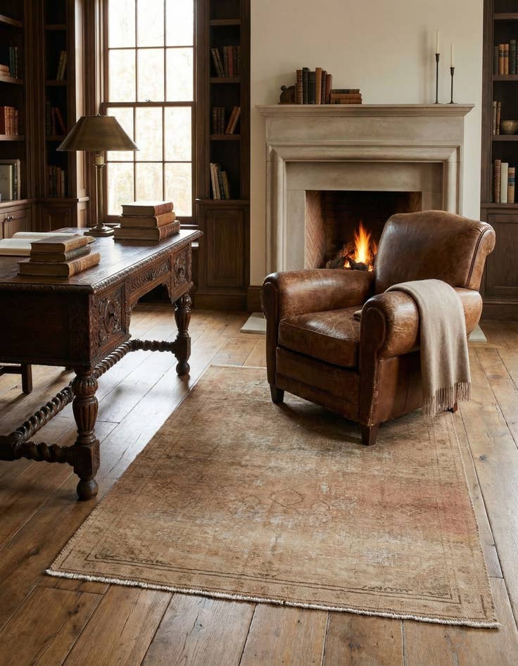 Detail image of  4' 2 x 6' 2  Hand Knotted Ultra Vintage Persian Wool Rug