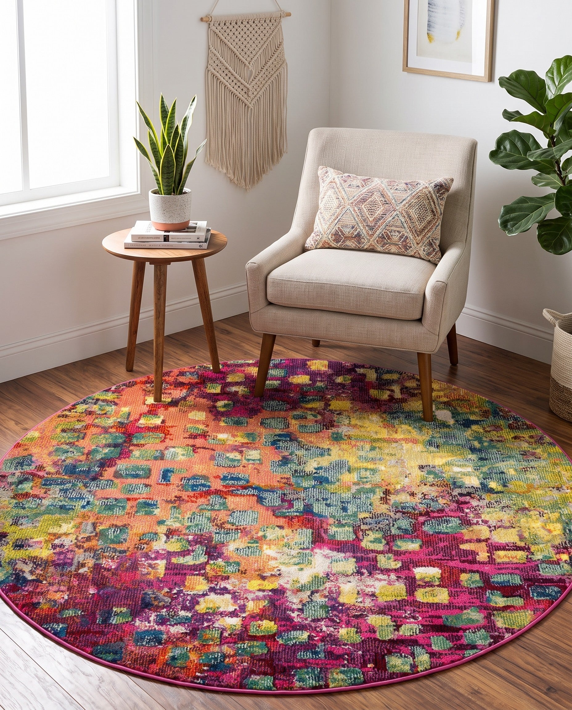 5' x 5' Washable Barcelona Round Rug
