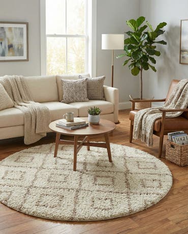  7' 10 x 7' 10 Lattice Shag Round Rug